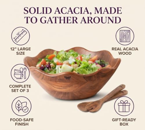 Wooden Salad Bowl Set (3 Count)