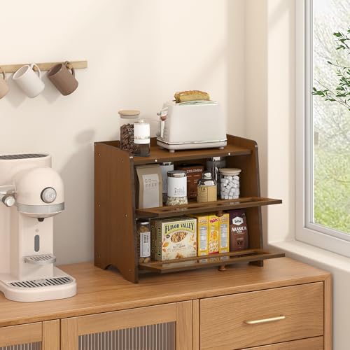 Double Layer Bread Box Container for Kitchen Countertop Homemade Bread