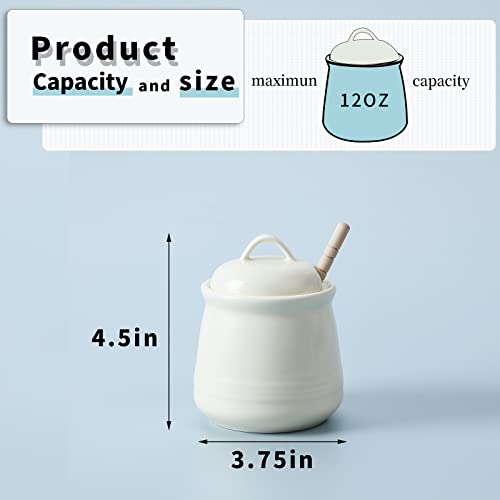 Ceramic Honey pot with Lid and Honey Dipper