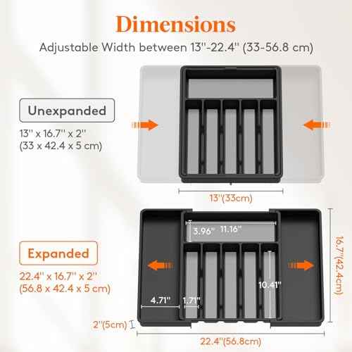 Extra Large Silverware Drawer Organizer