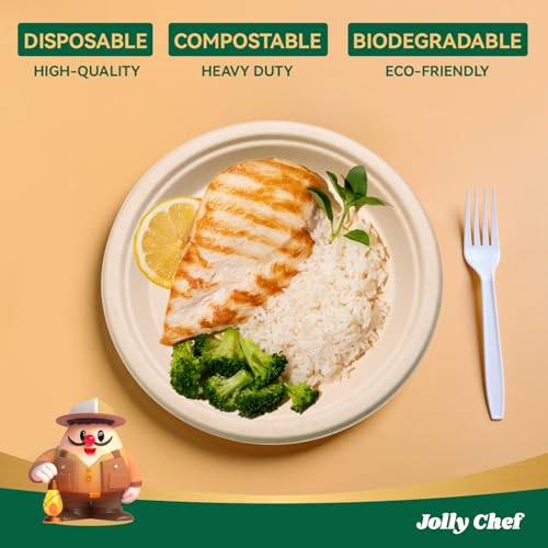 Compostable Heavy Duty Plates 9 Inch [300 Pack] Eco (300 Count)