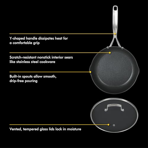 10 Piece Hard Anodized Laser Titanium Forever Non Stick Technology Durable Pots and Pans Cookware Set