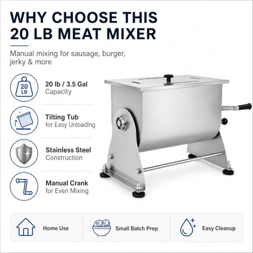 20 lb Tilting Meat Mixer for Sausage Burger Jerky