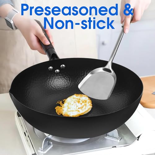 12.5 Inch Carbon Steel Wok For Electric
