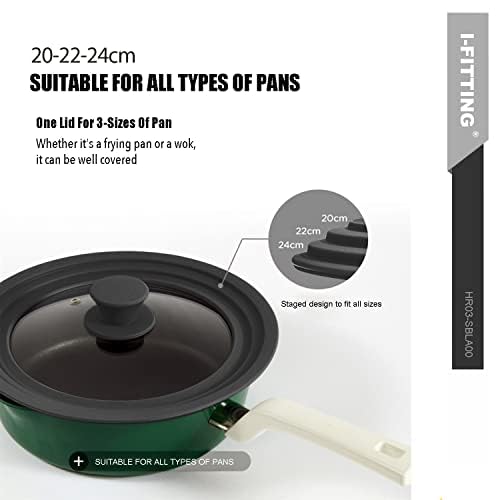 Vented Tempered Glass Universal Cookware Lid Black1Pack