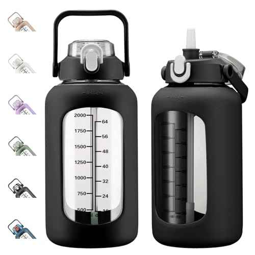 84oz Glass Water Bottle with Straw
