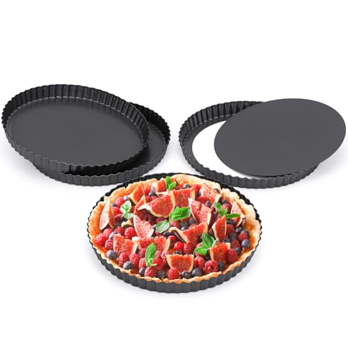 Tart Pan 9 Inch with Removable Bottom (4 Count)