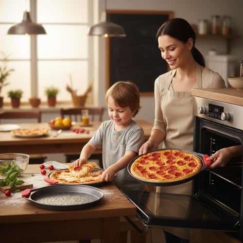 3 Piece Pizza Tray Set with Silicone Handles