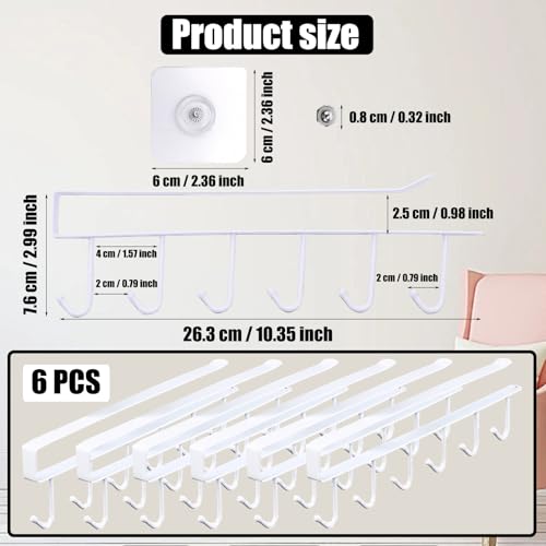 6PCS Mug Hooks Under Cabinet (6 Count)