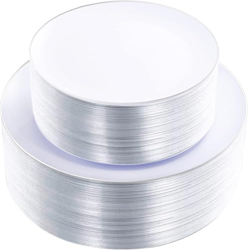 100PCS Silver Plastic Plates (50 Count)