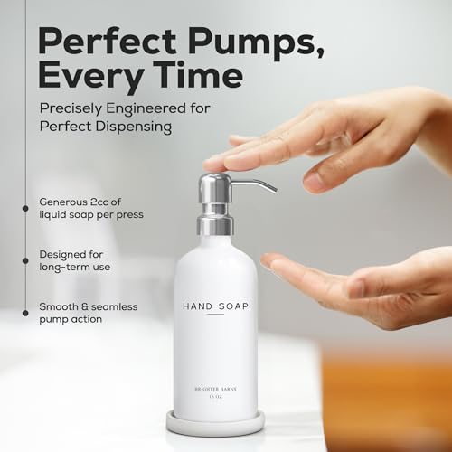 White Glass Hand Soap Dispenser Bathroom Set by Brighter Barns (3 Count)