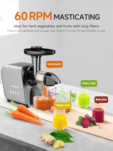 Slow Juicer Machine for Vegetables and Fruits Cold Press Masticating Extractor Celery Wheatgrass Leafy Greens Carrot Ginger Beet
