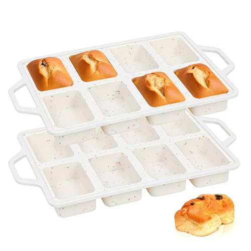 2 Pack 8 Cavity Mini Silicone Loaf Pans (2 Count)