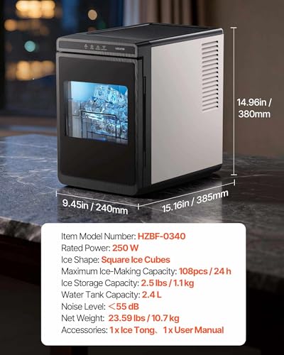 1.6" Clear Ice Cube Maker