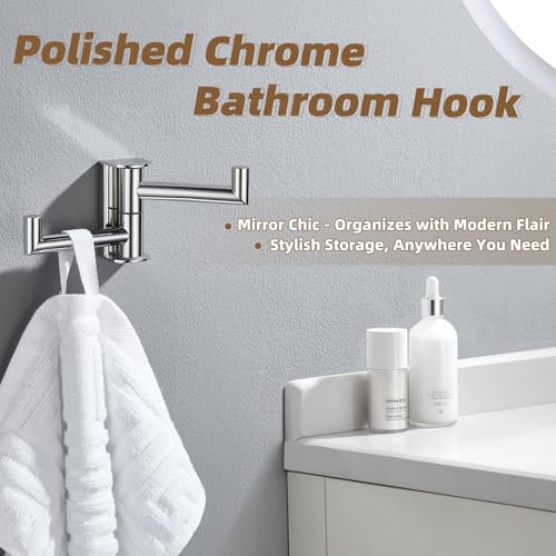 Polished Chrome Swivel Towel Hook with 2 Rotating Arm