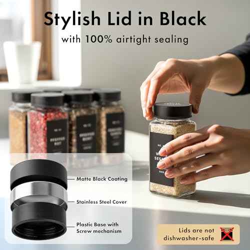 Glass Spice Jars with Label (36 Count)