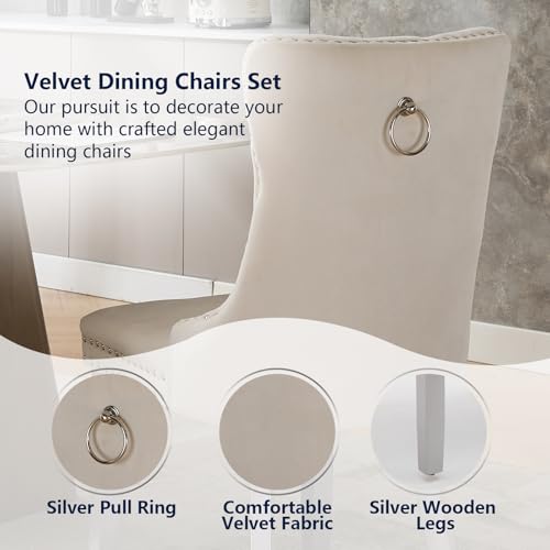 Cream Velvet Dining Chairs Set of 6 (6 Count)