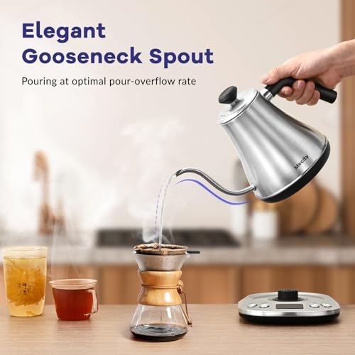 Electric Gooseneck Kettle With LCD Display Automatic Shut Off Retro Coffee Kettle Temperature Control Hot Water Boiler to Pour Over Tea