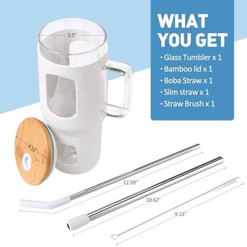 Glass Tumbler with Straw and Lid