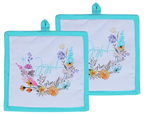 Pot Holders Heat Resistant Cotton Set of 2 Nonslip 8"x8" Inch Hot Pads for Kitchen (2 Count)