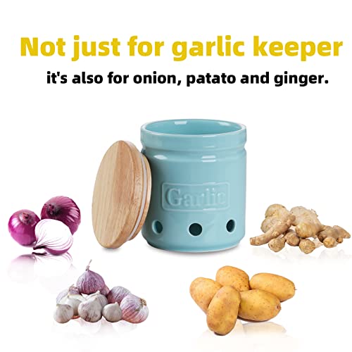 Garlic Keeper with Wooden Lid