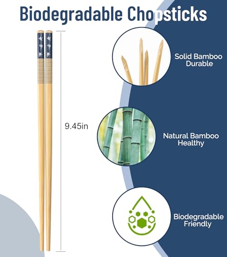 100 Pairs Bamboo Chopsticks Reusable (100 Count)