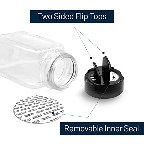 6 Pack 9.5 Oz Plastic Spice Jars with Black Cap (6 Count)