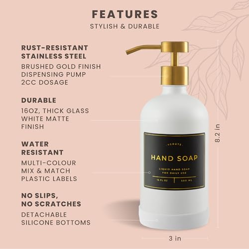 Hand and Dish Soap Dispenser for Kitchen and Bathroom (2 Count)