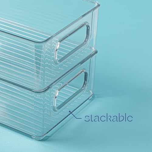 Plastic Food Storage Clear Container Bin with Handles for Organizing Kitchen