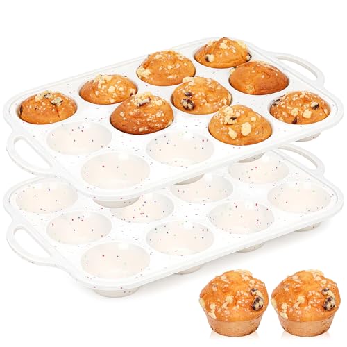 12 Cups Silicone Muffin Pans for baking with Metal Frame