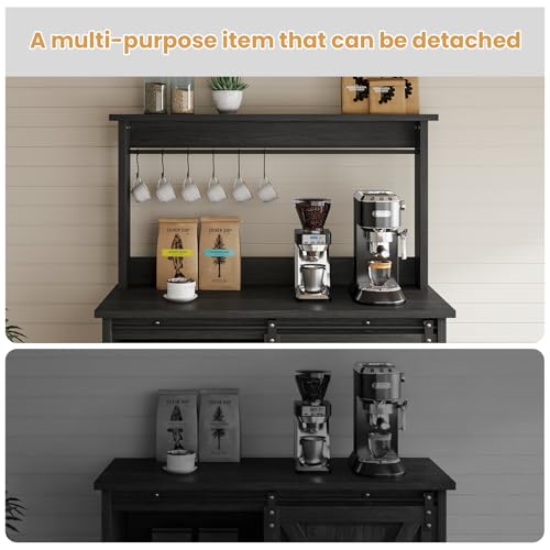 31" Farmhouse Coffee Bar Cabinet with Storage Hutch