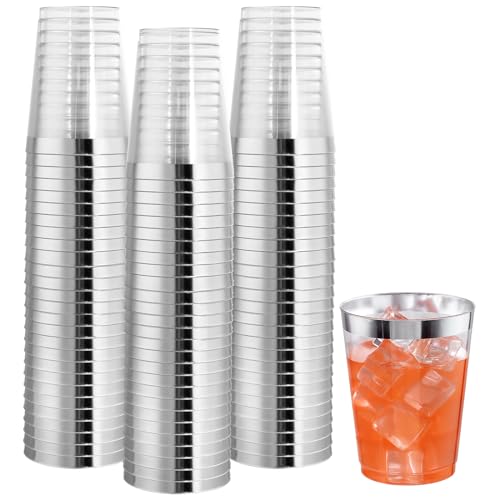 100PCS Silver Plastic Cups (100 Count)