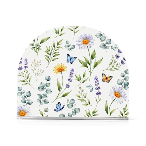 Wildflowers Butterflies Botanical Napkin Holder for Table Paper Napkins Holder Acrylic Tissue Dispenser Kitchen Dining Room Bathroom Party Car Decor