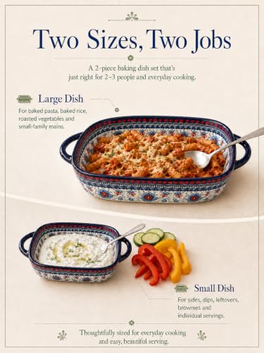 2 Piece Polish Pottery Style Ceramic Baking Dish Set (2 Count)