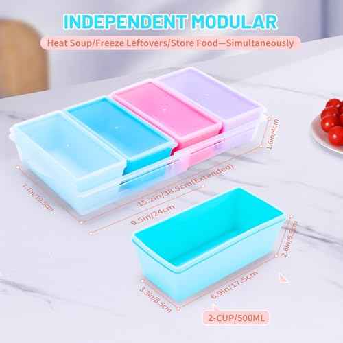 2 Cup Silicone Freezer Molds with Lids (4 Count)