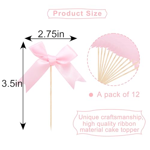 Pink Bow Cupcake Toppers