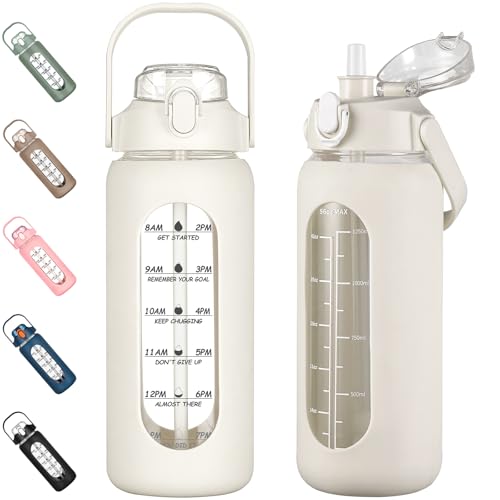 56oz Glass Water Bottles with Straw