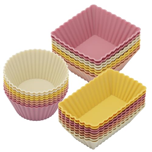 24Pack Silicone Muffin Baking Cups Cupcake Liners Lunch Box Bento Dividers (24 Count)