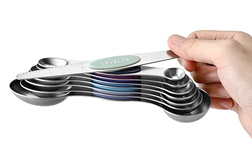 Stainless Steel 8 Magnetic Measuring Spoons Set (8 Count)