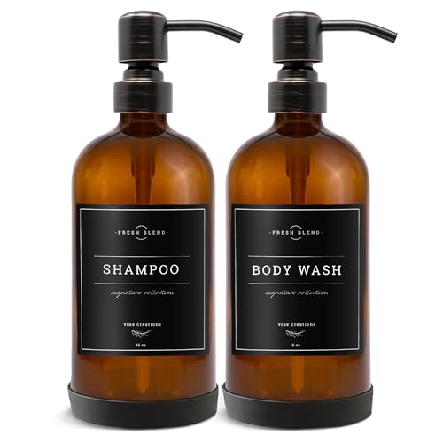 Amber Glass Soap Dispenser (2 Count)