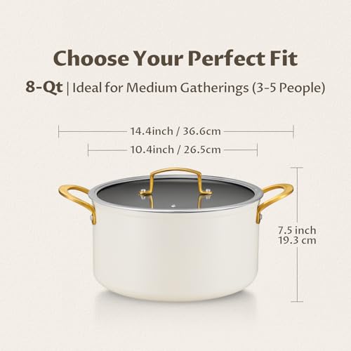 8QT Ceramic Non Stick Stock Pot with Lid