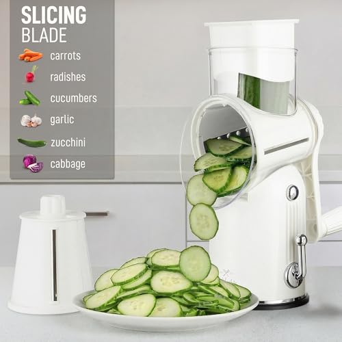 Rotary Cheese Grater Manual Hand Crank 5 Blade Shredder