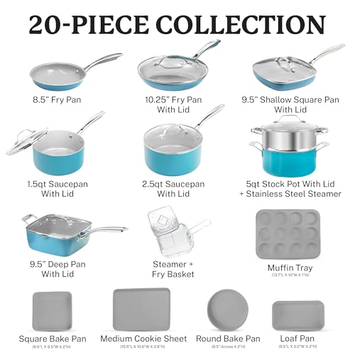 20 Piece Pots and Pans Set Nonstick Cookware Set