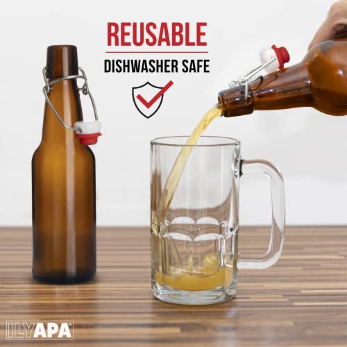 16 oz Amber Flip Top Glass Beer Bottles (12 Count)