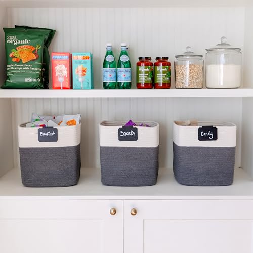 Storage Cubes 11 Inch Cotton Rope Woven Baskets for Organizing (3 Count)