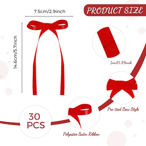 30 Pack Red Ribbon Bows for Cake Bow Cake Toppers (30 Count)
