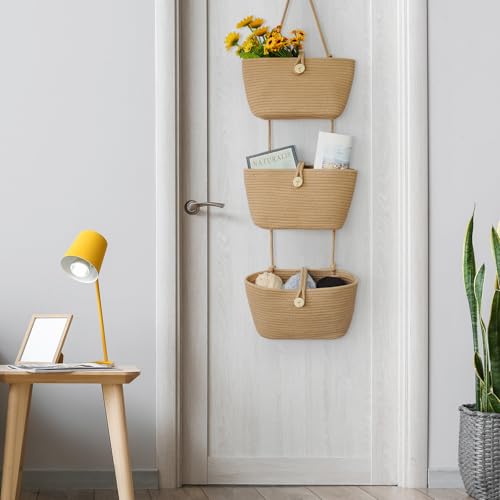 Over the Door Hanging Baskets with Wooden Button (33.12 Ounce)