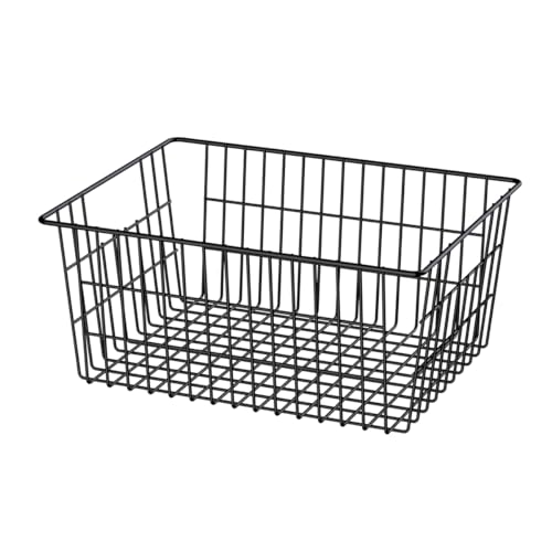 Large Freezer Baskets Metal Storage Organizer Bin Basket Wire Storage Basket for Kitchen Pantry Bathroom Large Metal Farmhouse Food Fruit Produce Organizer Bins (3 Count)