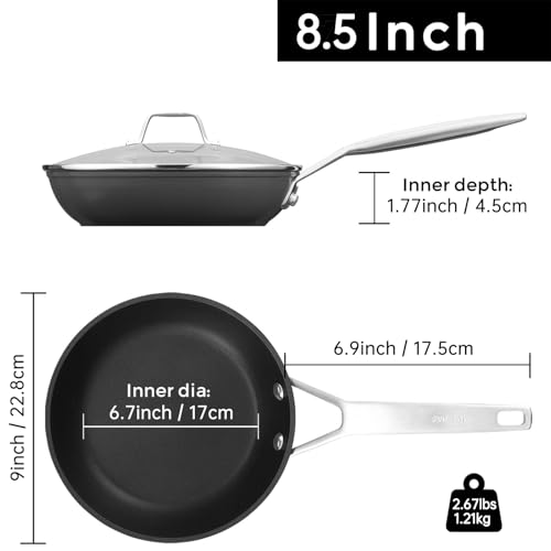 8.5 Inch Small Nonstick Frying pan with Lid