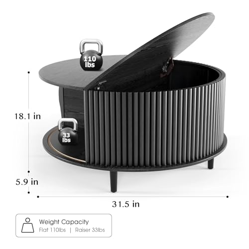 Round Coffee Table with Storage for Living Room